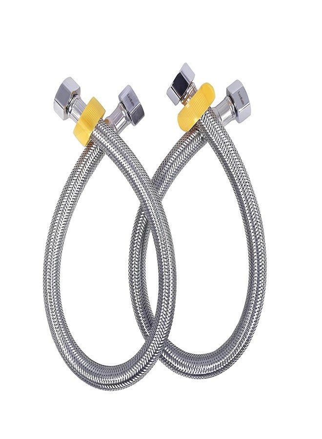 LuvBath Fitting 72 Inch 304 Stainless Steel Connection Pipe | Pack of 2 | Leakproof, Rust-Free Flexible Hose Pipes for Geyser, Basin & Sink, Toilet, Hot Cold Mixer Faucets | Silver | 72 Inch (180 cm) - Image 1